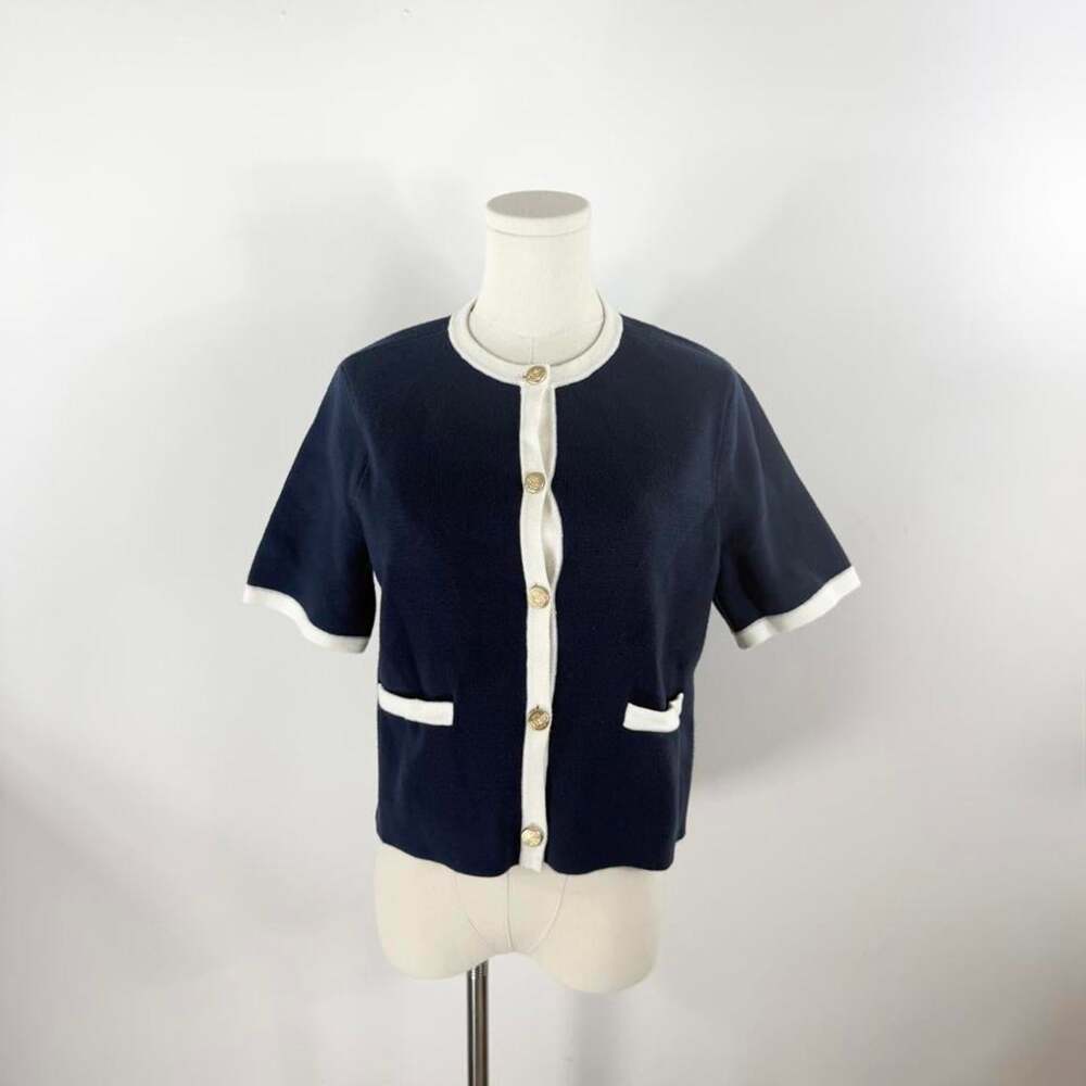 Abercrombie & Fitch Navy Lady Jacket | Cream Contrast Trim Gold Buttons | Size S